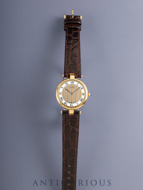 カルティエ マスト ヴァンドーム VLC LM 590003 クォーツ Cal.90 SV925 革 純正ピンバックル（GP） フロントトリニティ文字盤（SWISS表記） オーバーホール済み