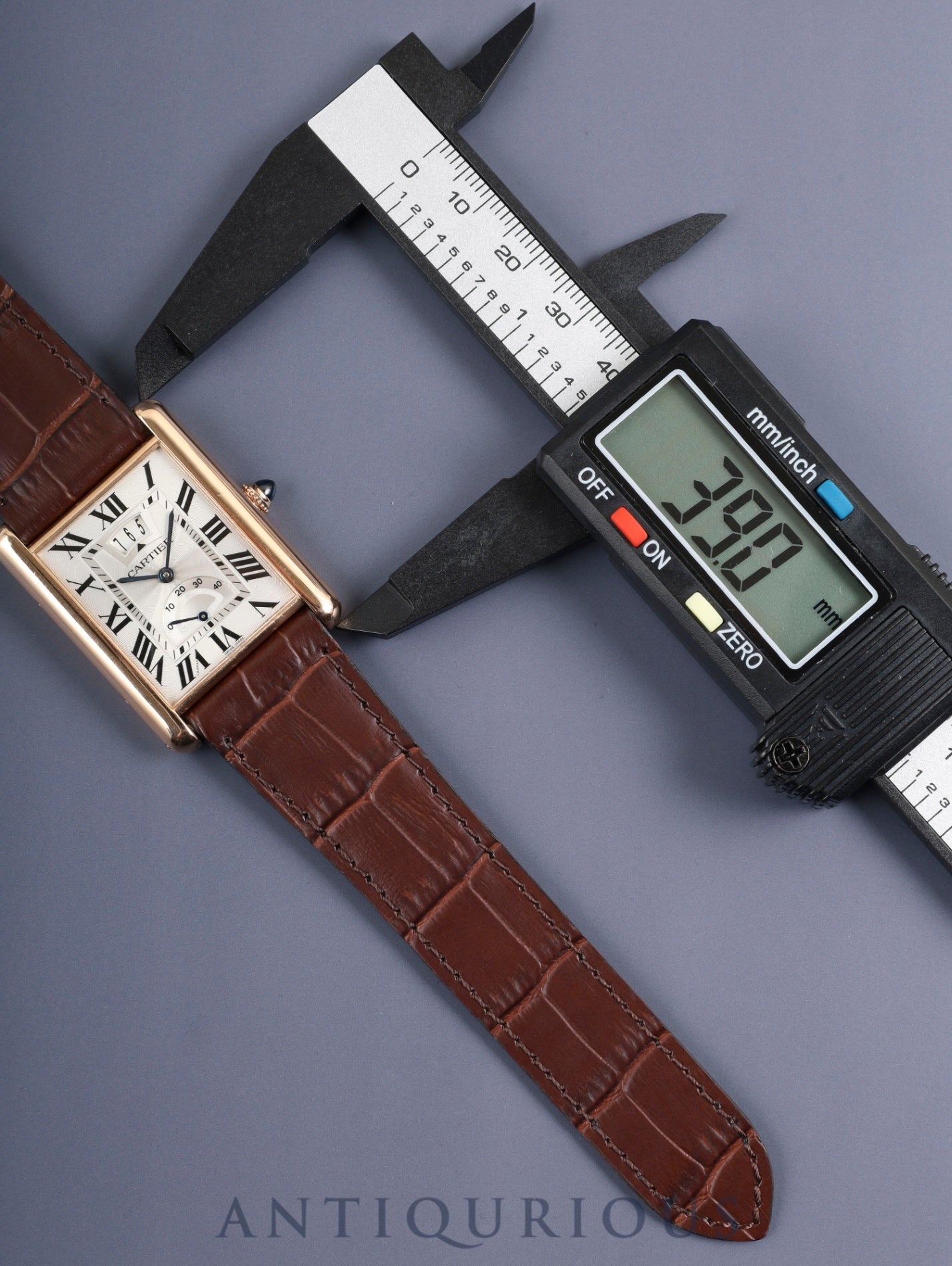 Cartier Tank Louis Cartier XL W1560003 / 3185 Automatic Caliber 9753MC AU750 Leather Strap with Genuine D-buckle (AU750) Silver Guilloche Dial Box Warranty (2017) Overhauled