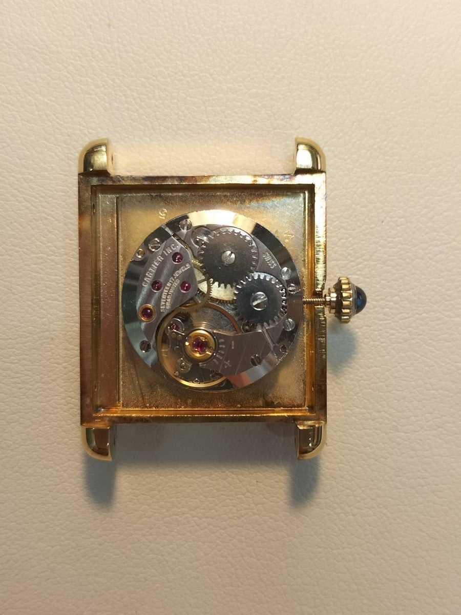 カルティエ マストタンク LM 手巻き SV925 革 純正尾錠（GP） アイボリーローマン文字盤 オーバーホール済み