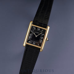 Cartier Must Tank LM Manual winding Cal.78-1 SV925 Leather Genuine buckle (GP) Black Roman dial Overhauled New finish