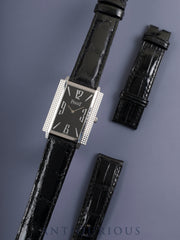 Piaget 1967 Square 90300 Manual Winding Caliber 430P 750WG Leather Strap with Genuine Buckle (750WG) Black Arabic Dial and Genuine Strap, Overhauled
