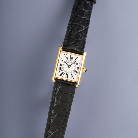 カルティエ マストタンク LM 590005 クォーツ Cal.90  SV925 革 純正尾錠（GP）オパラン文字盤（SWISS表記）オーバーホール済み