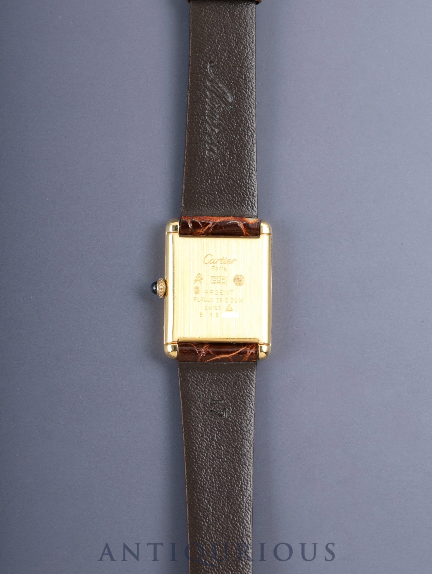 カルティエ マストタンク LM 手巻き Cal.78-1 SV925 革 純正ピンバックル（GP）ガーネットダイアル ボルドー文字盤（SWISS表記）オーバーホール済み 新品仕上げ済み