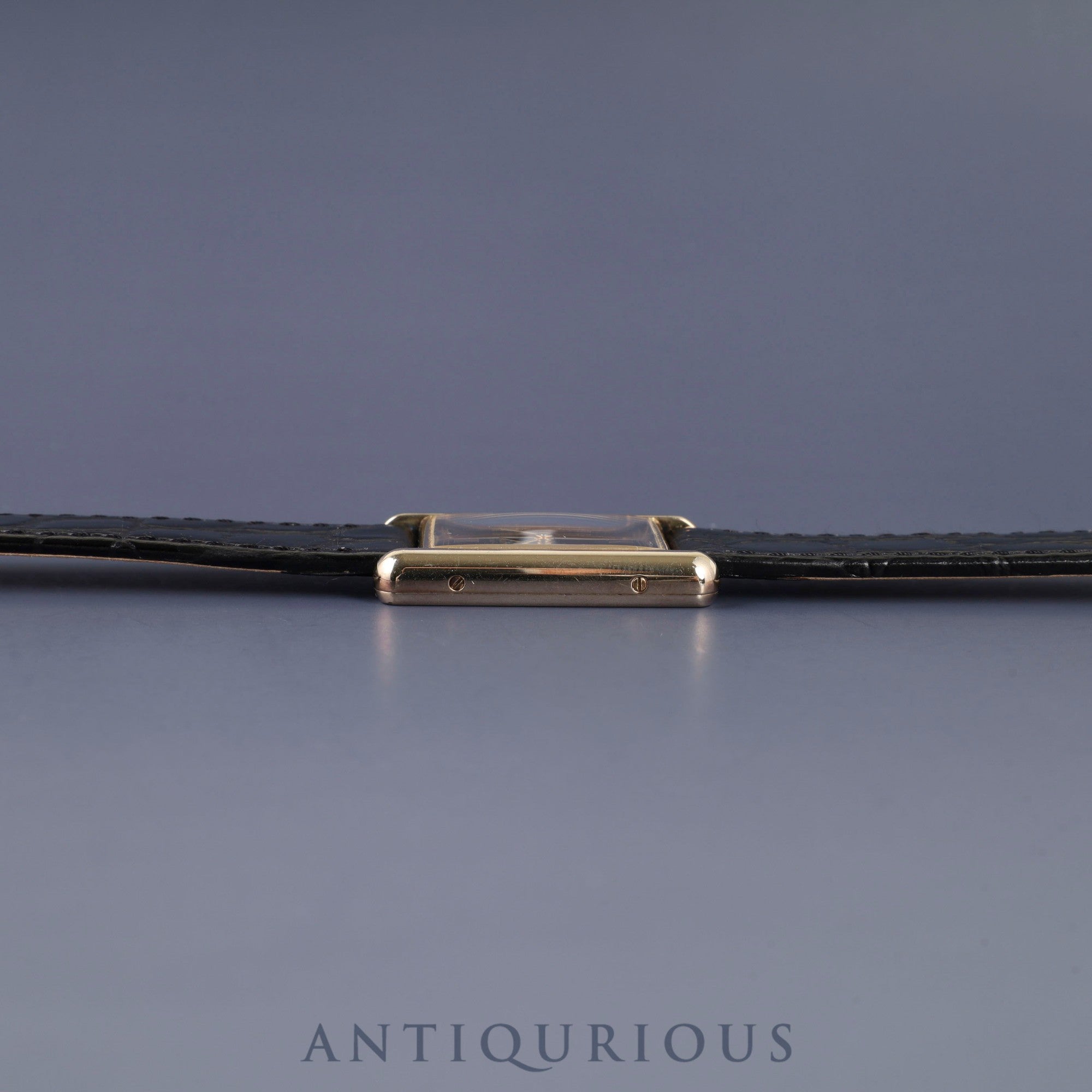 カルティエ マストタンク LM 590005 クォーツ Cal.- SV925 革 純正尾錠（GP）ブラック飛びローマン文字盤 1982年頃～1995年頃 カルティエブティックにてコンプリートサービス済み