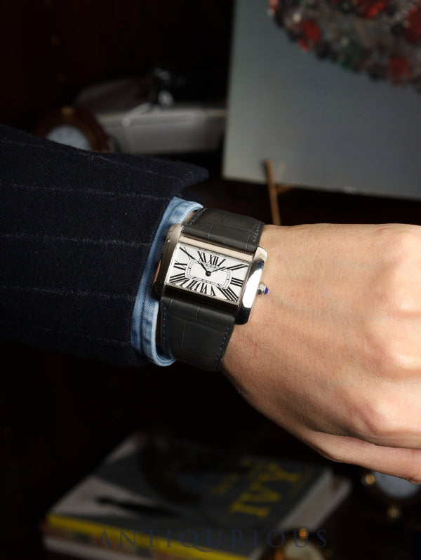 カルティエ タンク ディヴァン LM W6300655 / 2600 クォーツ Cal.690 SS 純正革ベルト 純正ピンバックル（SS） シルバーローマン文字盤 オーバーホール済み