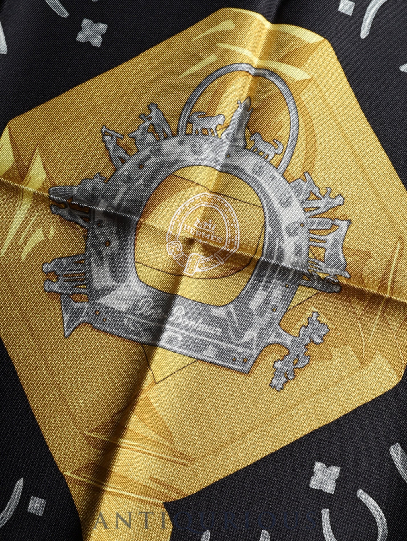 Hermès Carré 45 Porte-Bonheur Scarf, Lucky Charm, 100% Silk, Tag