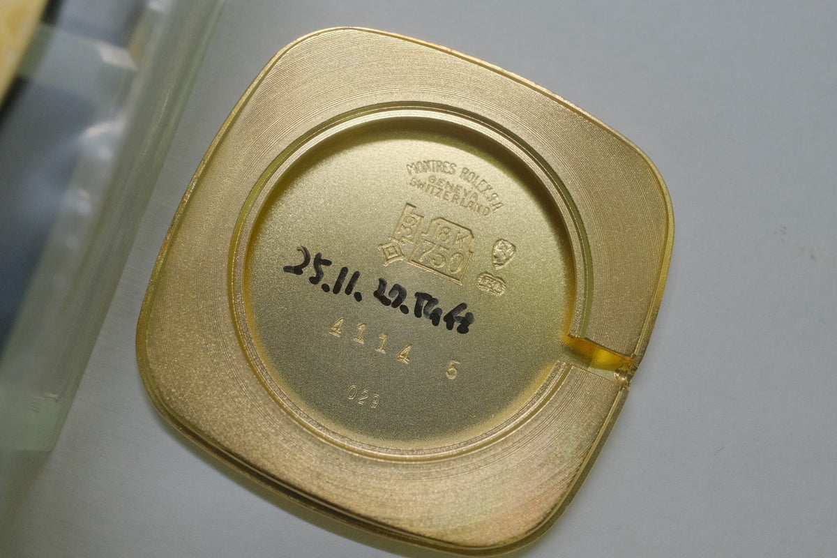 ロレックス チェリーニ 4114/5 手巻き Cal.1601 750YG 革 純正ピンバックル（GP）シャンパン文字盤（SWISS表記）42番台（1974年）オーバーホール済み