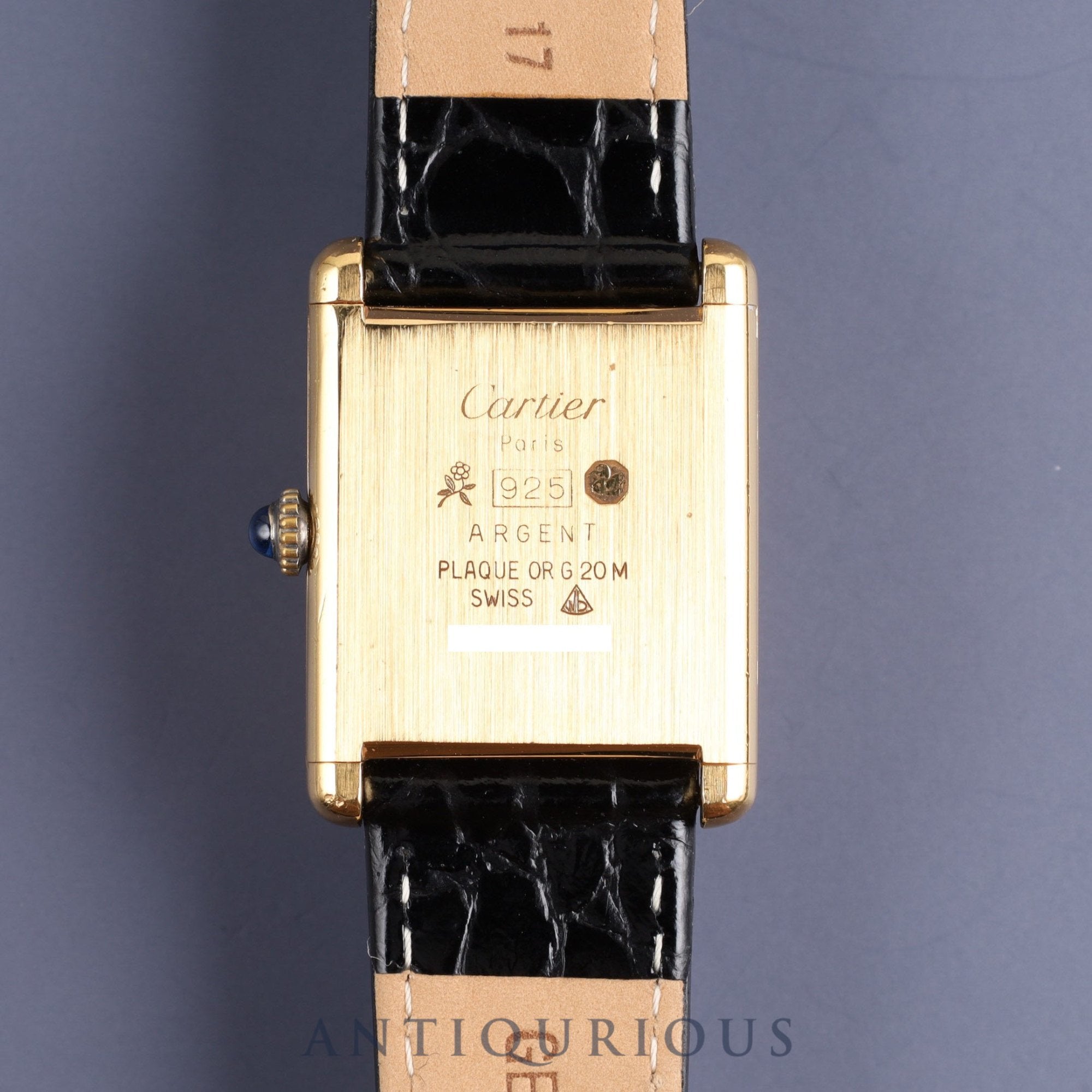 Cartier Must Tank LM Manual winding Cal.78-1 SV925 Leather Genuine buckle (GP) Black onyx dial Overhauled and re-plated