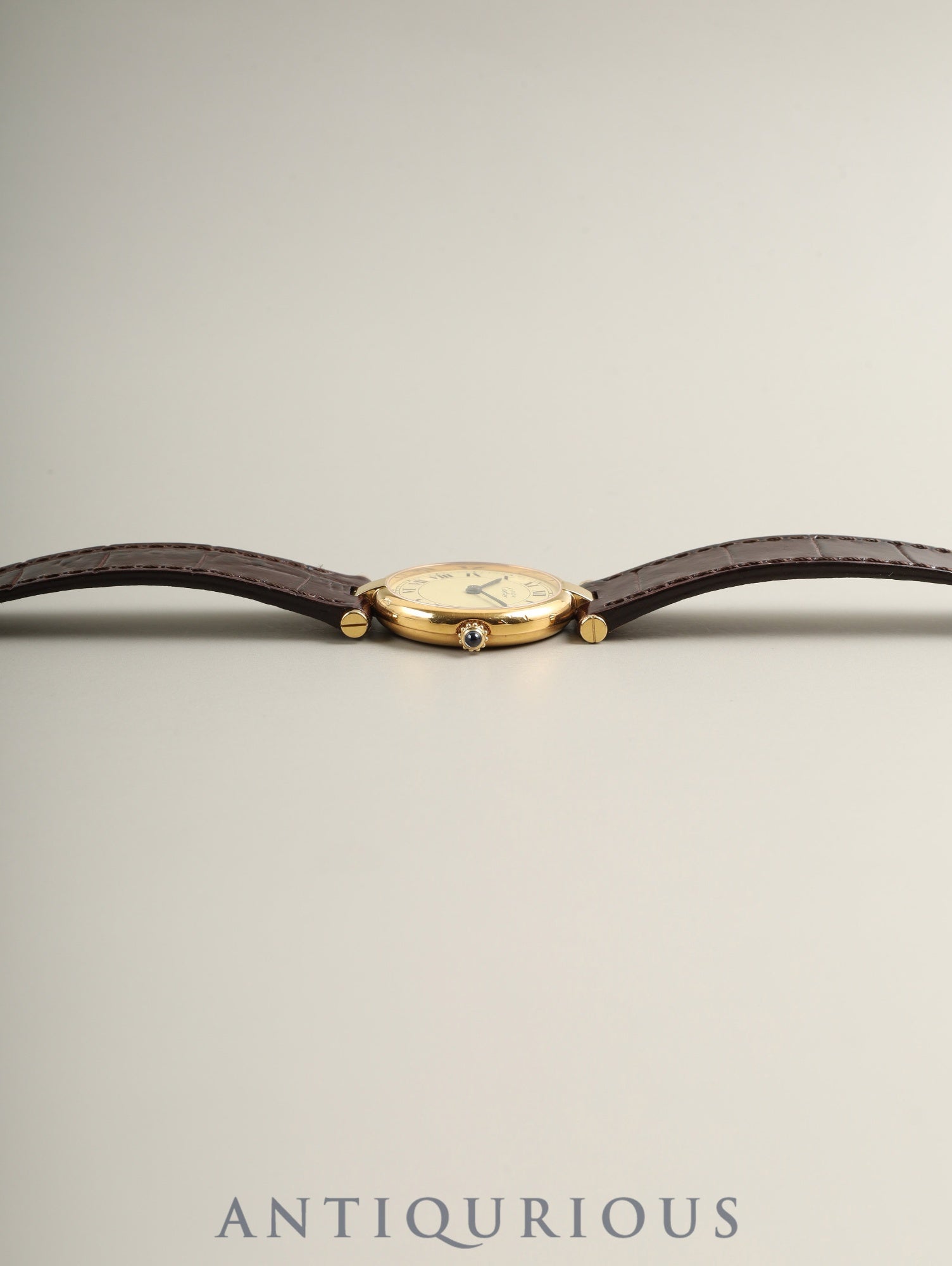 カルティエ  マスト ヴァンドーム VLC SM 18 クォーツ Cal.81 SV925 革 純正ピンバックル（GP）アイボリーローマン文字盤 24mm 箱 冊子 保証書（1990年）オーバーホール済み