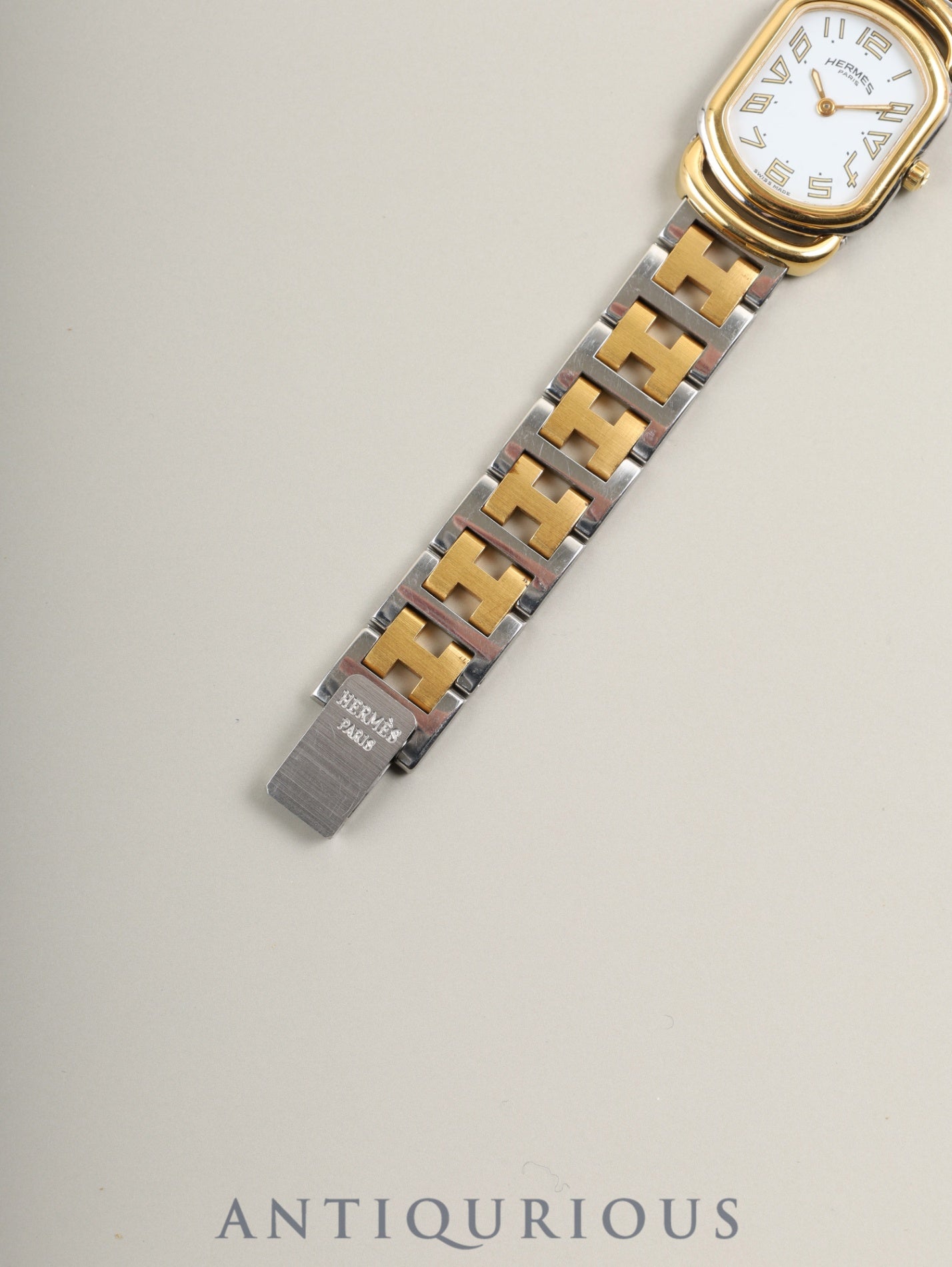 エルメス ラリー クォーツ Cal.976.001 SS/GP SS/GP ホワイト文字盤 オーバーホール済み