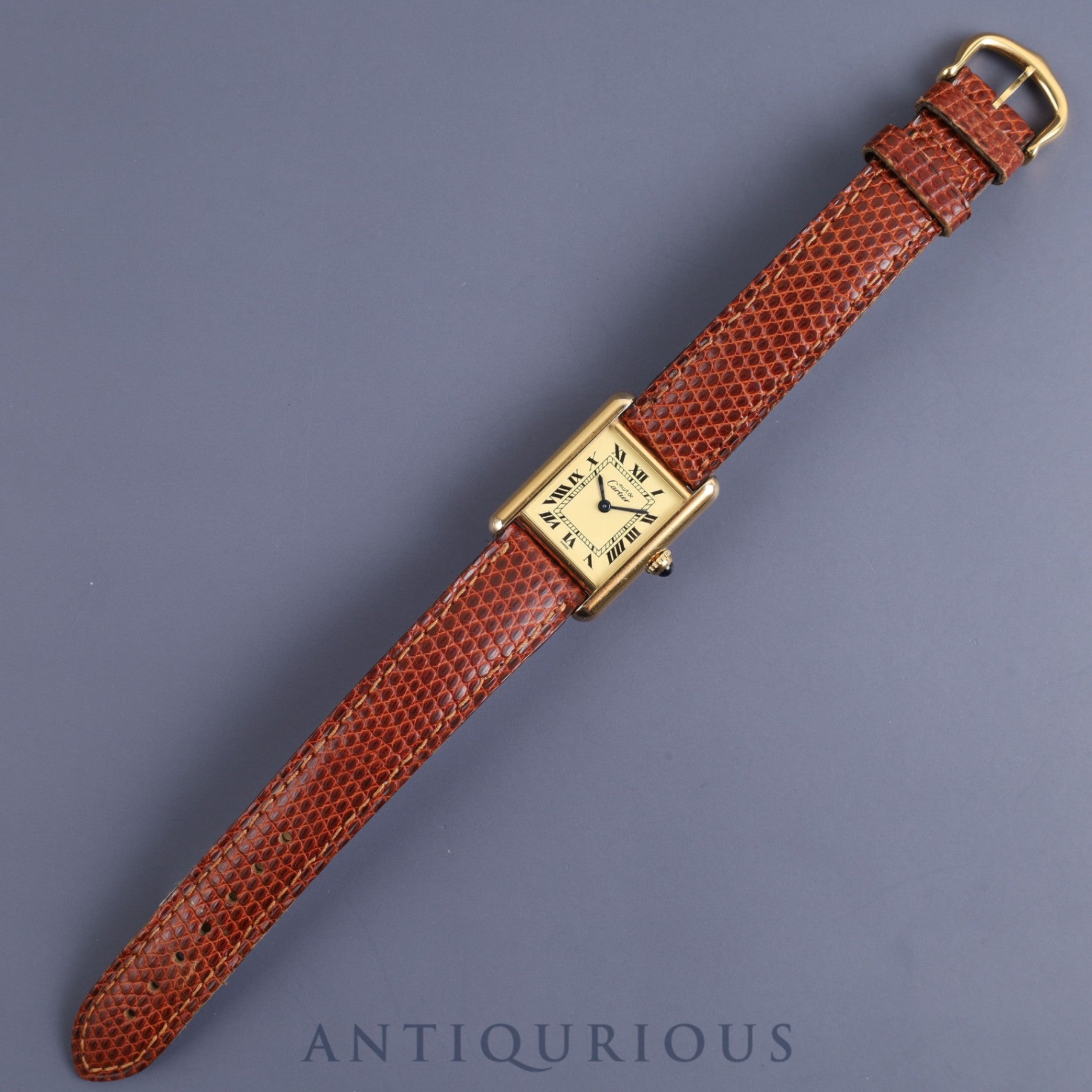 Cartier Must Tank SM 1613 Quartz Cal.057 SV925 Genuine leather strap Genuine buckle (GP) Ivory Roman dial Overhauled