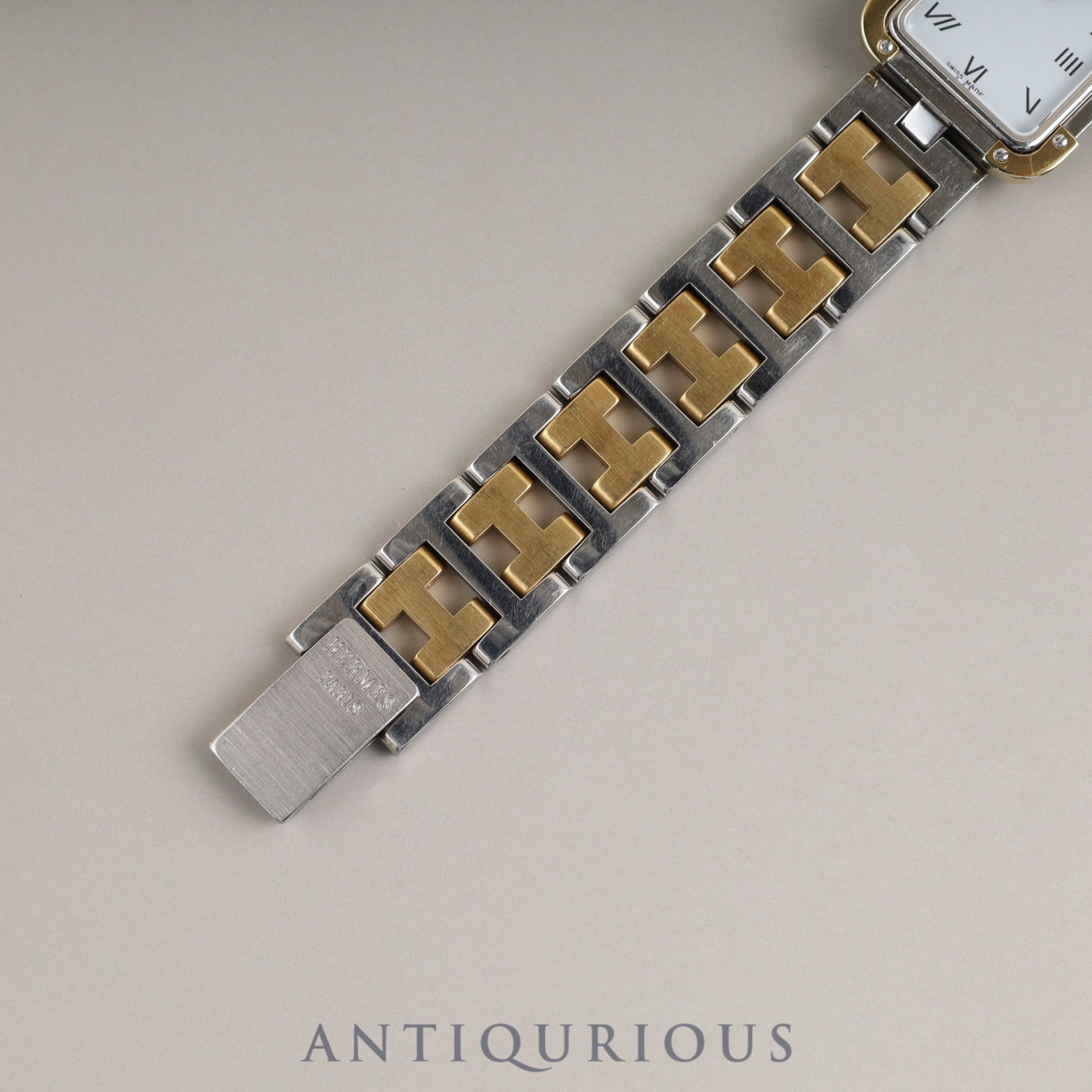 Hermès Cloajour CR1.240 Quartz Cal.976.001 SS/GP SS/GP White Dial Box Case Warranty (2008) Overhauled