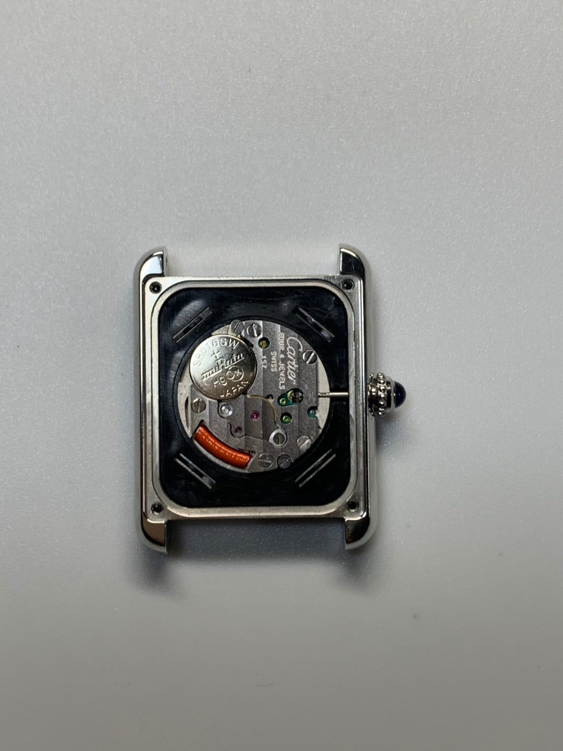 カルティエ タンク バスキュラント XL W1016055 / 2522 クォーツ Cal.012 SS 革 純正Dバックル（SS）ホワイトローマン文字盤（SWISS MADE表記）カルティエブティックにてコンプリートサービス済み