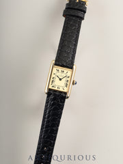 Cartier Must Tank SM Manual Winding Caliber 78-1 SV925 Leather Strap with Genuine GP Buckle Ivory Dial (SWISS Marking) Circa 1976-1981 Overhauled