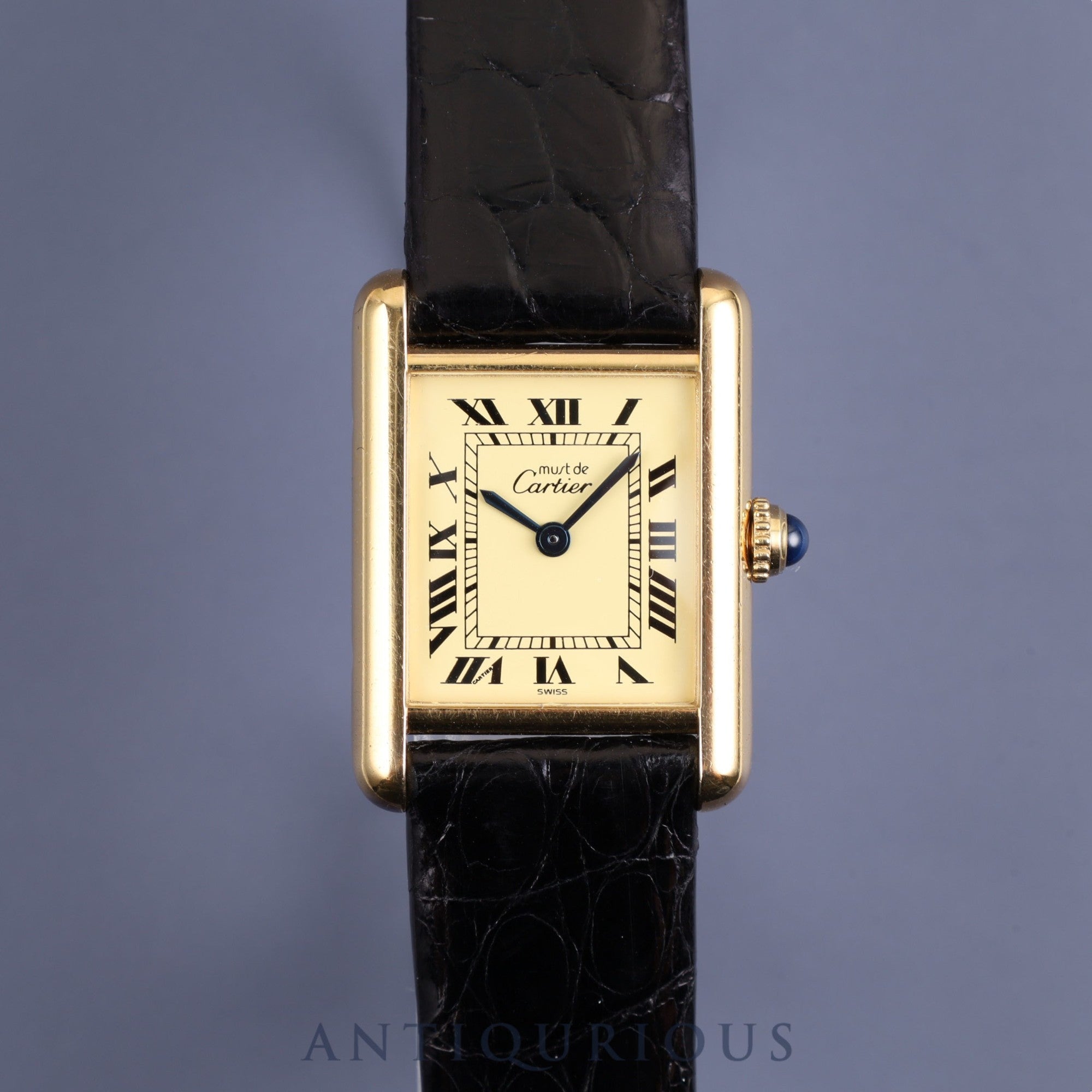 CARTIER カルティエ MUST TANK SM マストタンク SM W1003153 / 1613 クォーツ Cal.057 SV925 革 純正尾錠（GP） ローマンアイボリー文字盤 1980年代半ば～1994年頃 オーバーホール済み