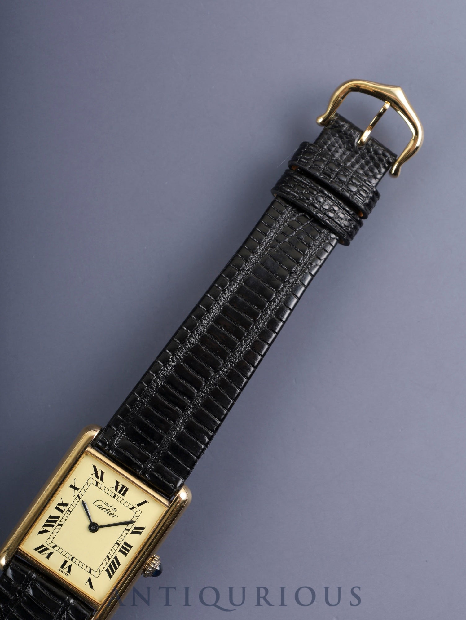 カルティエ マストタンク LM 手巻き Cal.78-1 SV925 革 純正尾錠（GP）アイボリーローマン文字盤（SWISS表記）オーバーホール済み