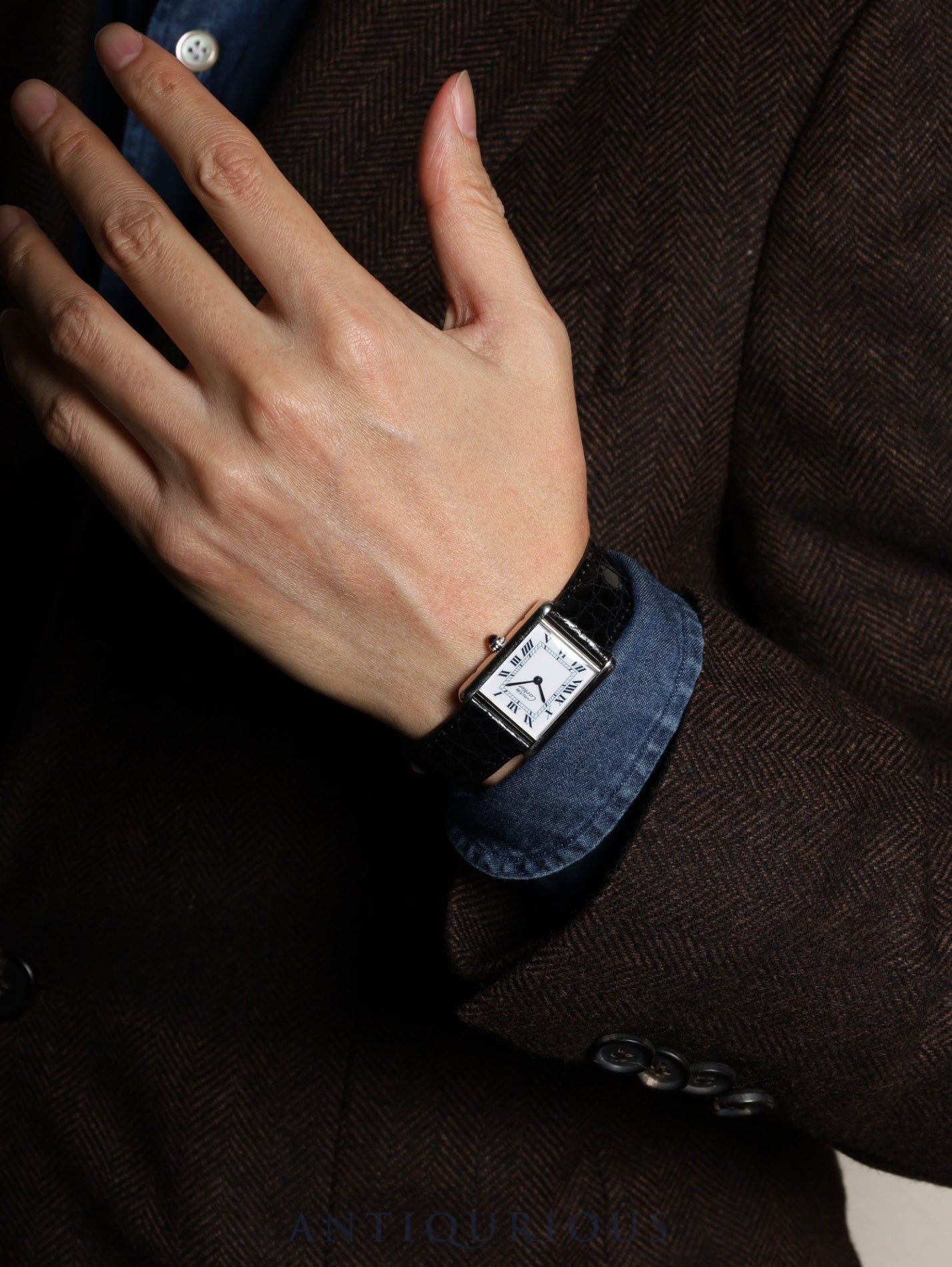 カルティエ マストタンク LM 690005 クォーツ SV925 革 純正尾錠（SS）ホワイトローマン文字盤（SWISS MADE表記） 箱 冊子 カルティエブティックにてコンプリートサービス済み