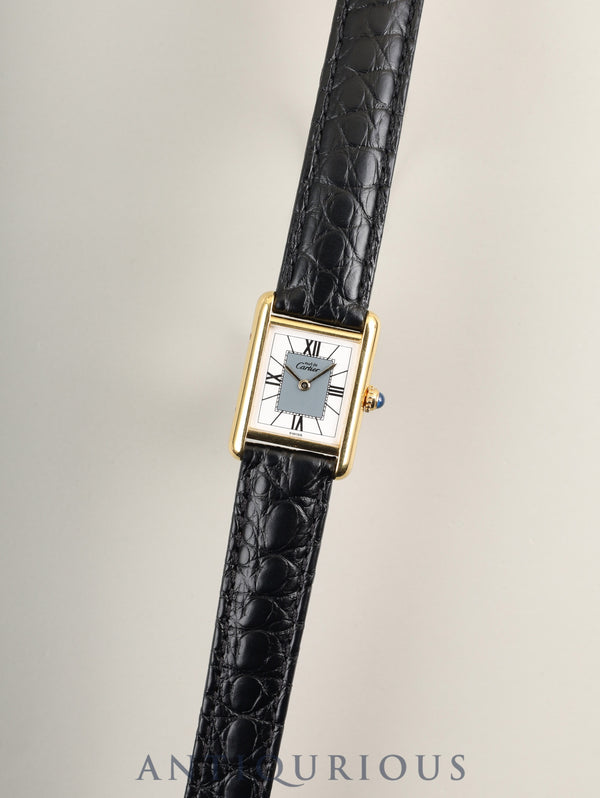 カルティエ マストタンク SM 5057001 クォーツ Cal.057 SV925 革 純正Dバックル（GP）センターグレー飛びローマン文字盤（SWISS表記） 冊子 保証書 オーバーホール済み 新品仕上げ済み