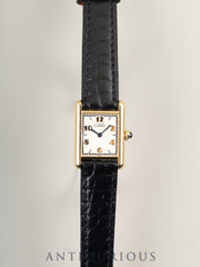 カルティエ マストタンク SM 5057001 クォーツ Cal.057  SV925 革  純正尾錠（GP）飛びアラビアCC文字盤（SWISS表記） オーバーホール済み