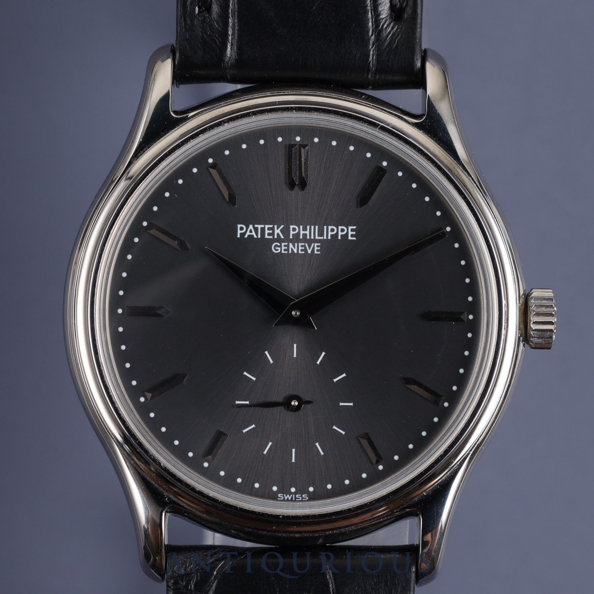 Patek Philippe Calatrava 3923A Manual winding Cal.215 SS Leather Genuine buckle (SS) Grey dial 1987 Repair details included