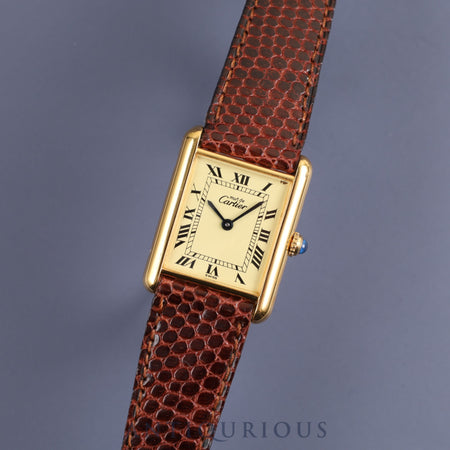 Cartier Must Tank LM 590005 Quartz Cal.90 SV925 Genuine leather strap Genuine buckle (GP) Ivory Roman dial Overhauled