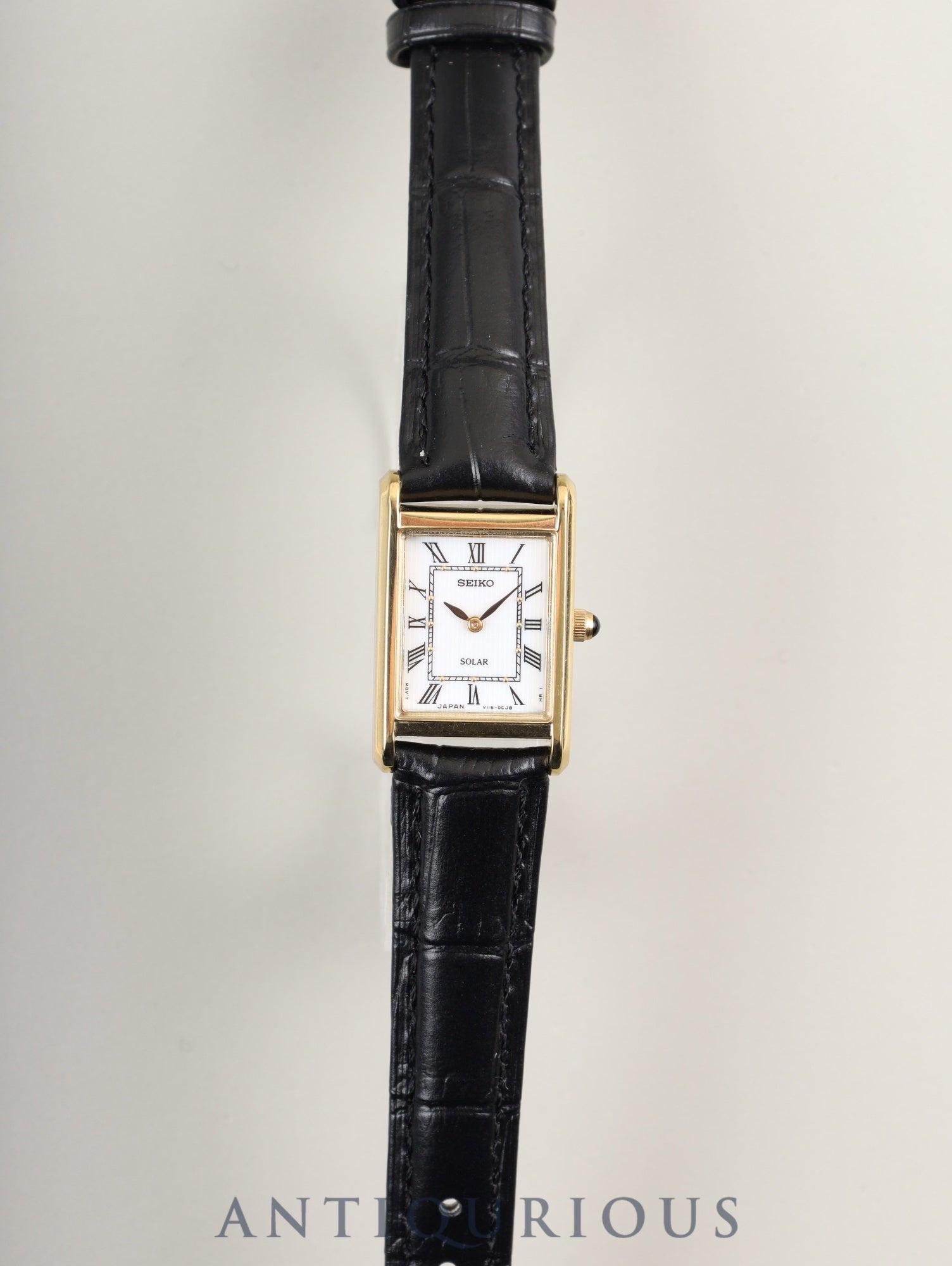 Seiko SUP250P/V115-0BD0 North American Exclusive Import Model, Solar, GP/SS Leather, Genuine GP Buckle, White Roman Dial, Overhauled