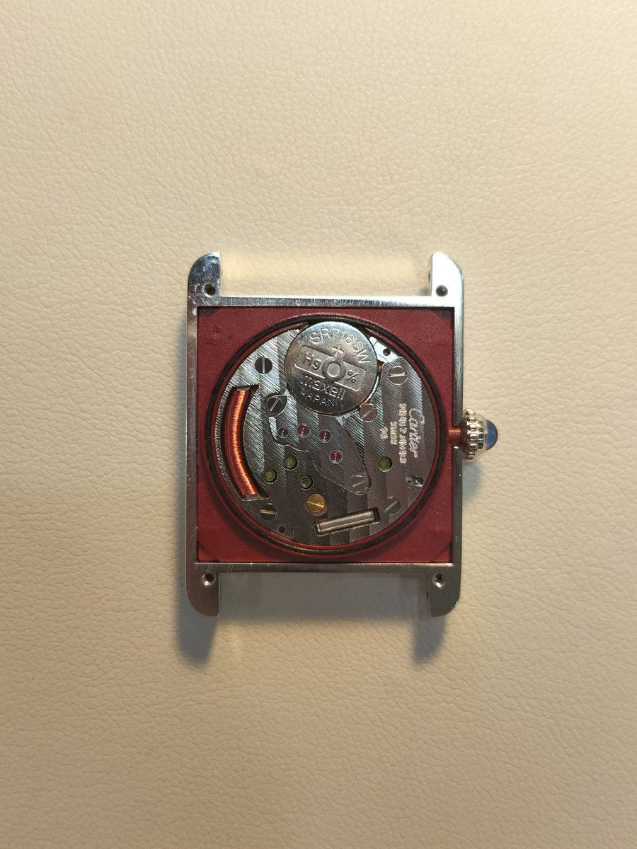 Cartier Must Tank LM 690006 Quartz Caliber 90 SV925 Leather Strap with Genuine Stainless Steel Buckle, White Roman Dial (SWISS Marking), Overhauled