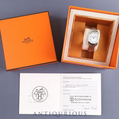 Hermes Rally RA1.210 Quartz Cal.976.001 SS White Dial Warranty (2002) Box Overhauled