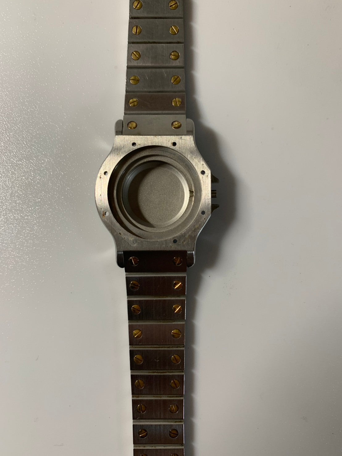 Cartier Santos Octagon LM 2966 Automatic Caliber ETA2671 Stainless Steel/Yellow Gold White Roman Dial Box and Booklet Overhauled