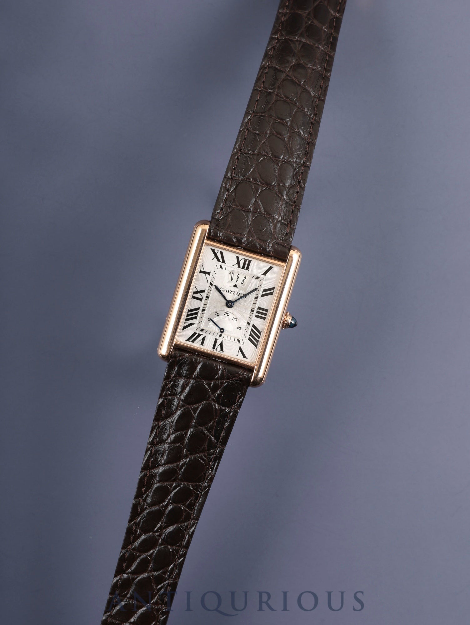 カルティエ タンクルイカルティエ XL W1560003 / 3185 自動巻き Cal.9753MC AU750（PG） 革 純正Dバックル（AU750）PG シルバーギョーシェ文字盤 箱 保証書（2017年） オーバーホール済み