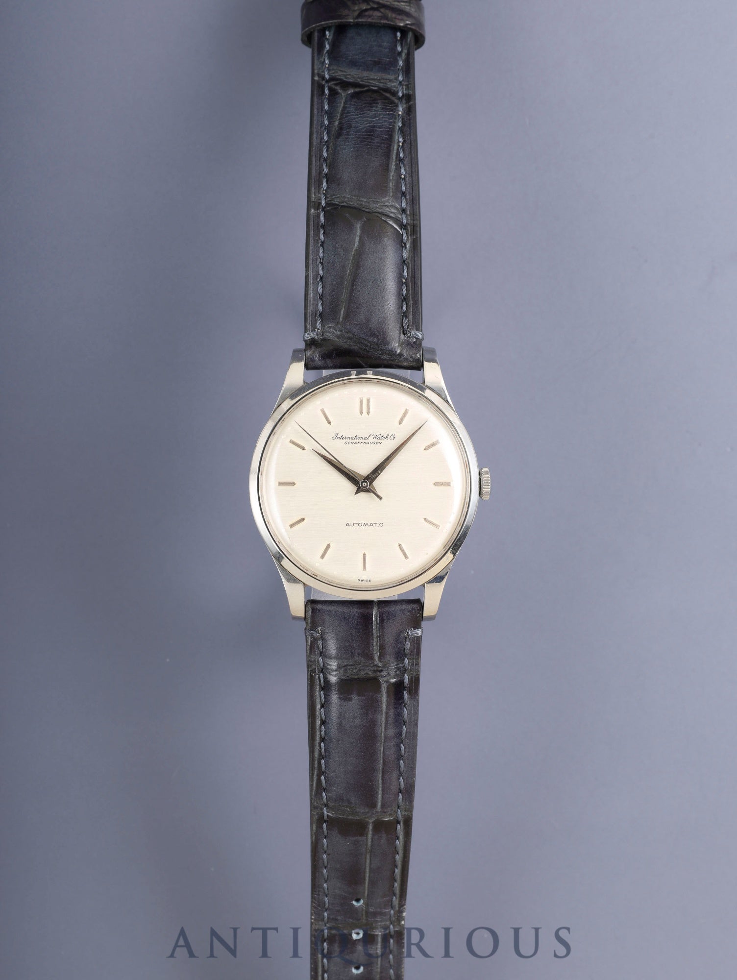 IWC オールドインター ラウンド 自動巻き Cal.C.853 SS 革 社外尾錠（SS）シルバー文字盤 オーバーホール済み アイダブリュシー