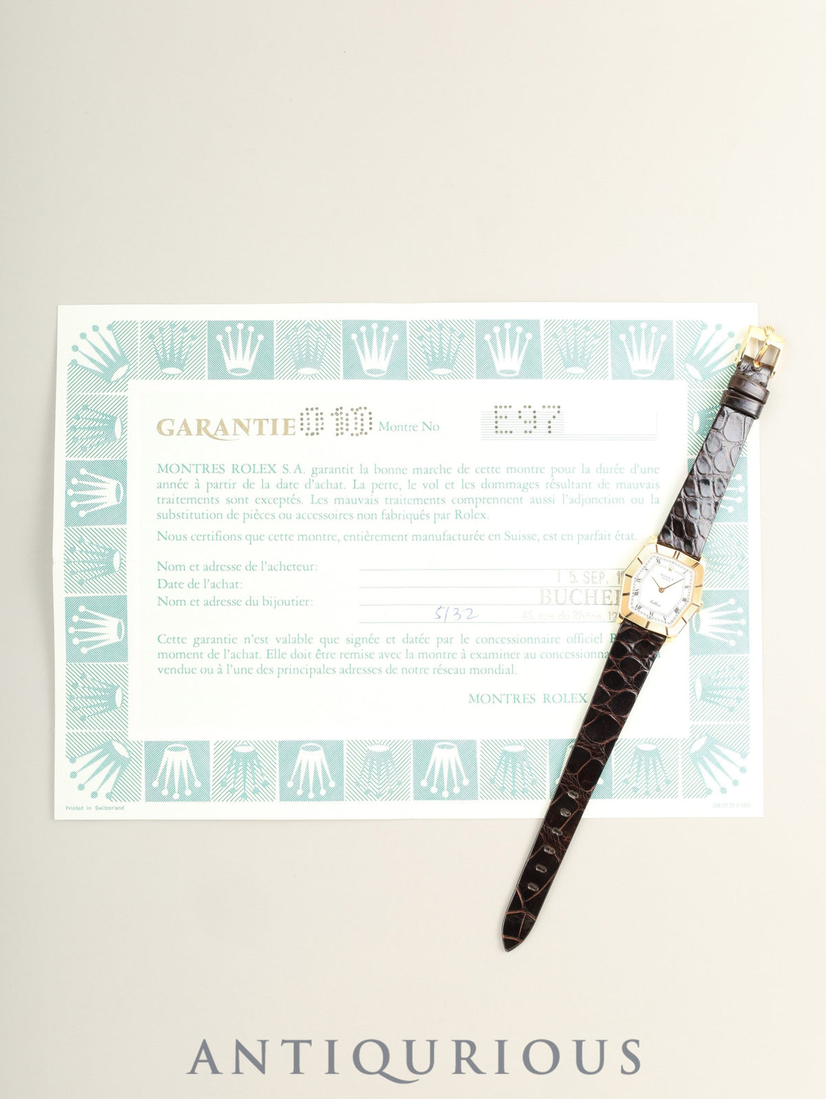 Rolex Cellini 4160 Hand-wound Cal. 1601 18K Original Leather Strap Original Pin Buckle (750YG) White Roman Dial E-serial (1990-1991) Warranty Card (1993) Overhauled