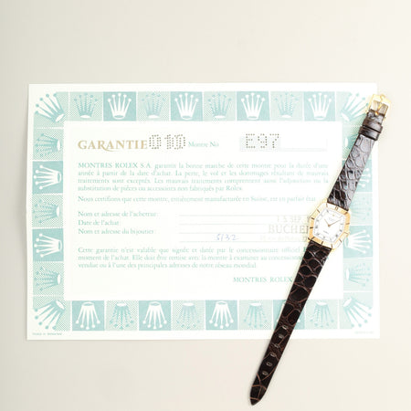 ロレックス チェリーニ 4160 手巻き Cal.1601 18K 純正革ベルト 純正ピンバックル（750YG）ホワイトローマン文字盤 E番（1990年～1991年）保証書（1993年） オーバーホール済み