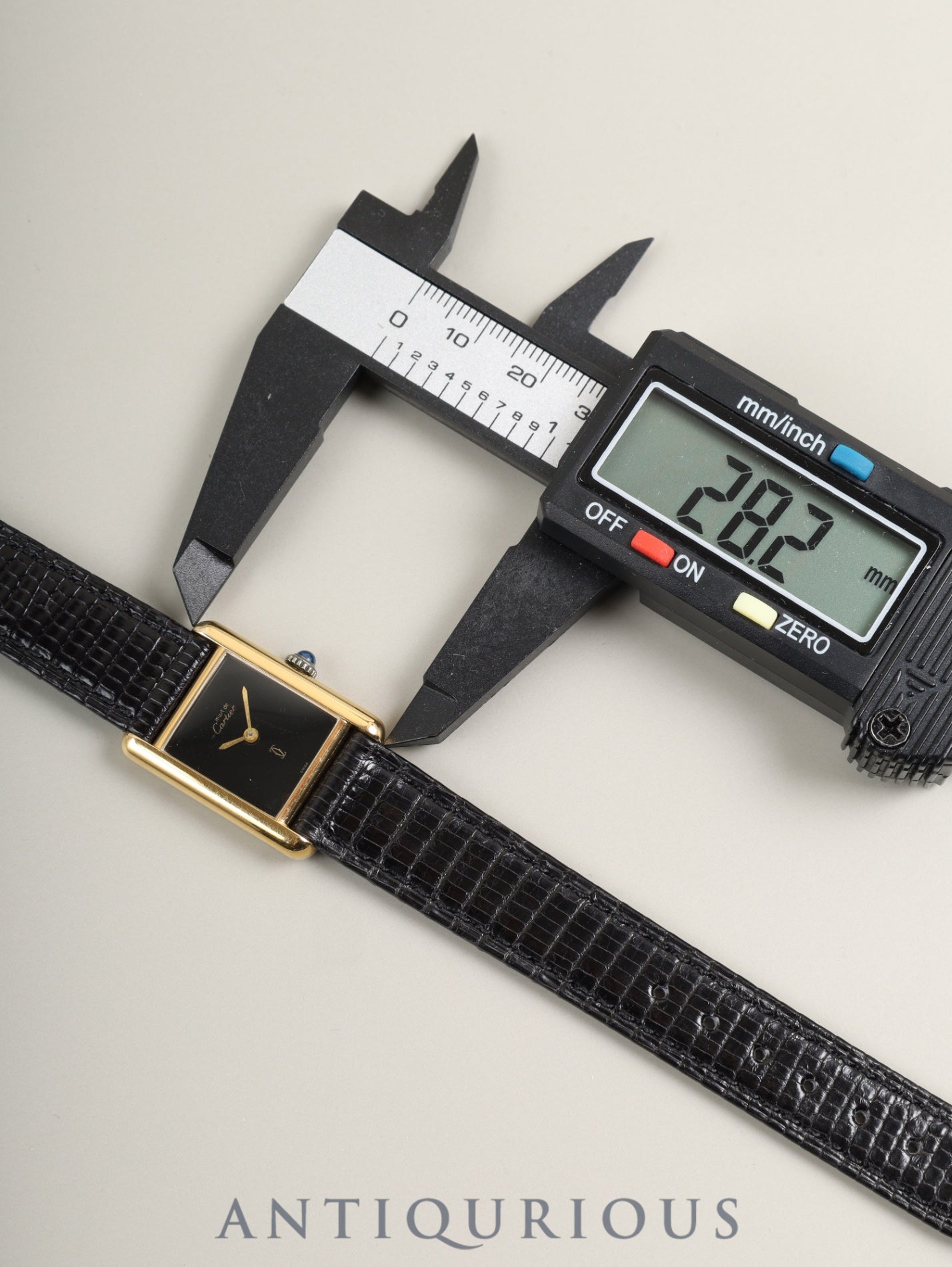 Cartier Must Tank SM Hand-wound Cal.78-1 SV925 Leather Genuine Pin Buckle (GP) Onyx Dial (SWISS) Overhauled