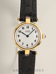 Cartier Must Vendome VLC SM W1002154 / 590004 Quartz Cal.90 SV925 Leather Genuine Pin Buckle (GP) Arabic Dial (SWISS marking) Overhauled