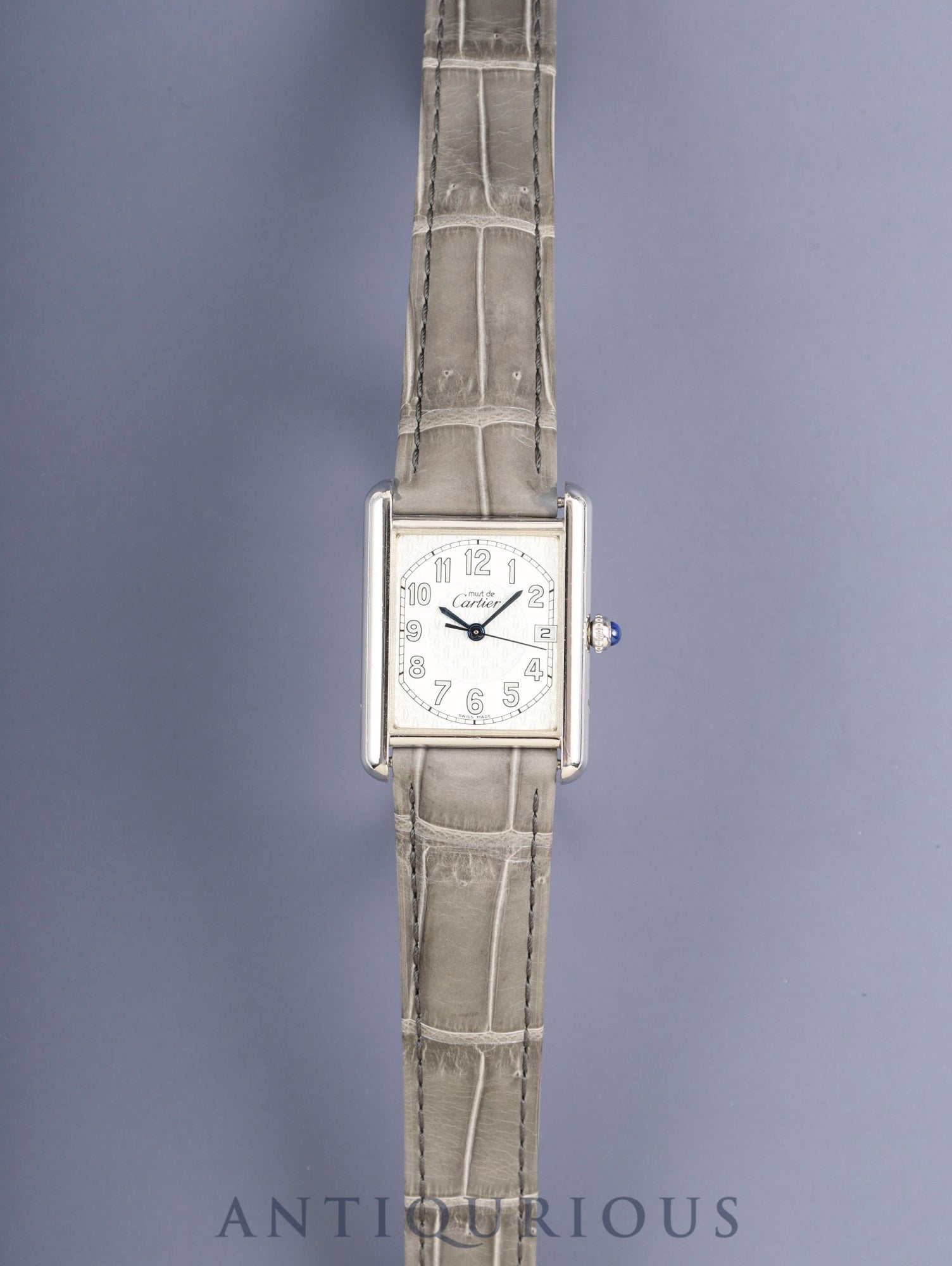Cartier Must Tank GM (XL) 2414 Quartz Caliber 687 SV925 with genuine leather strap and genuine D-buckle (Stainless steel). Telephone Arabic dial (SWISS MADE inscription). Circa 1999-2003. Overhauled.