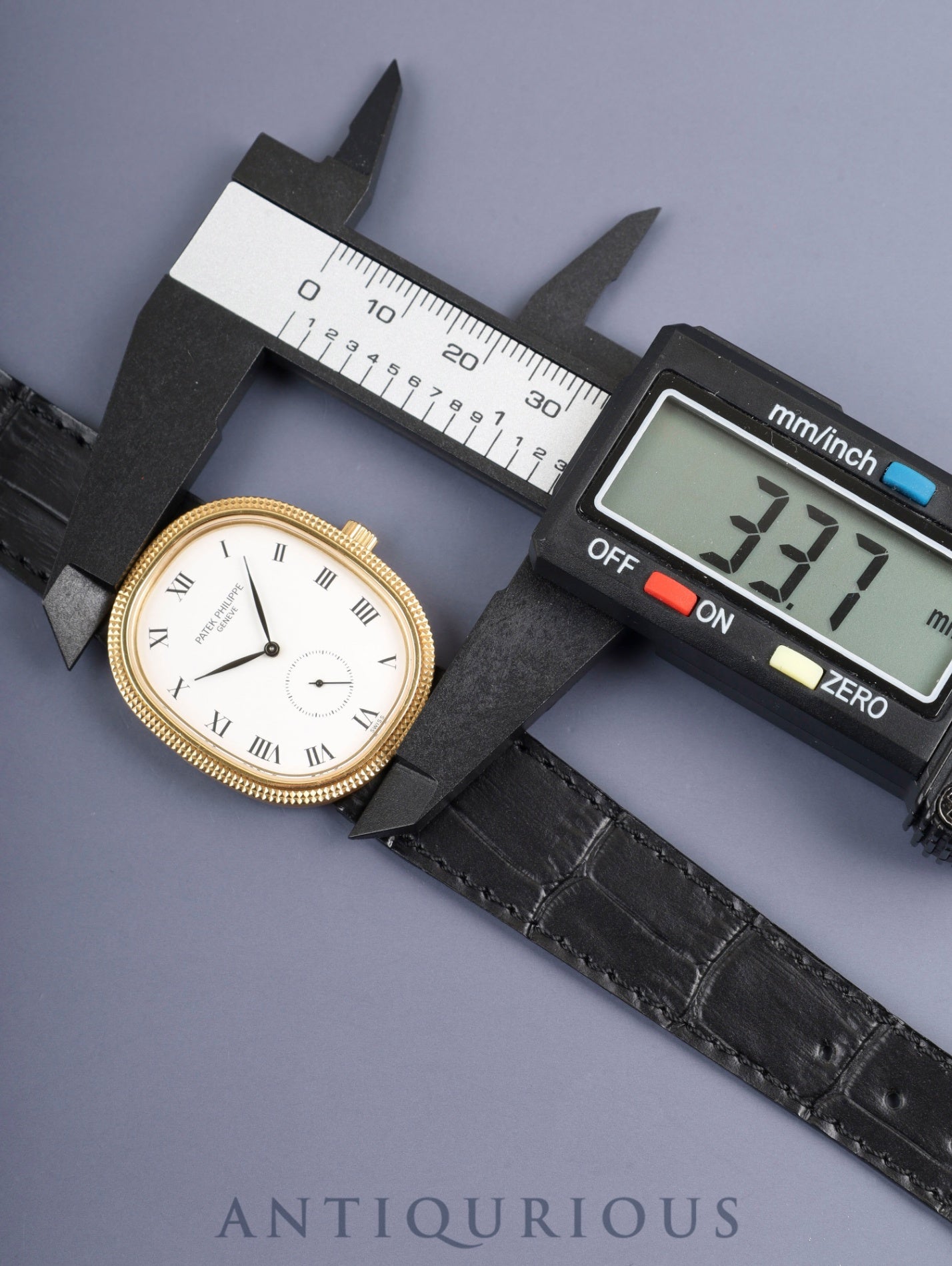 Patek Philippe Golden Ellipse 3989 Manual winding Cal. 215 750YG Leather strap Original pin buckle (750YG) White Roman dial Document case Booklets Warranty (1989) Overhauled