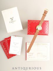 Cartier Must Colisee W1000653 / 590002 Quartz Cal.690 SV925 Leather Genuine pin buckle (GP) Ivory Roman dial (SWISS marking) Box, booklet, warranty (1990) Overhauled