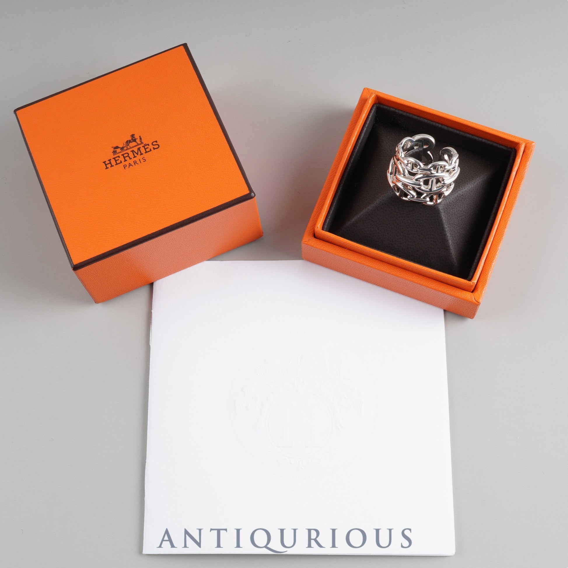 Hermes Ring Chaine d'Ancre Anchaine GM SV925 #55 Box Warranty (2024) Receipt (Printed) 23 Years Engraved