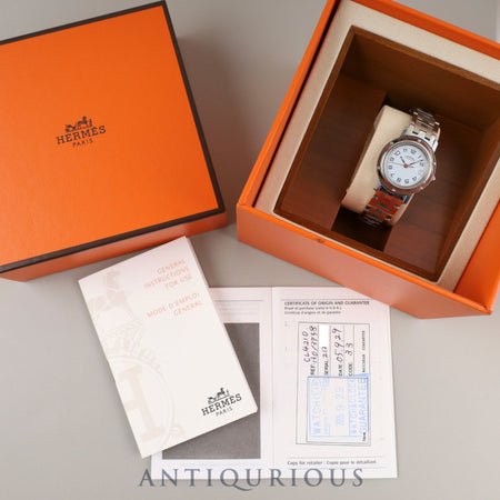 Hermès Clipper CL4.210 Quartz Stainless Steel White Dial Box Booklet Warranty (2005) Overhauled