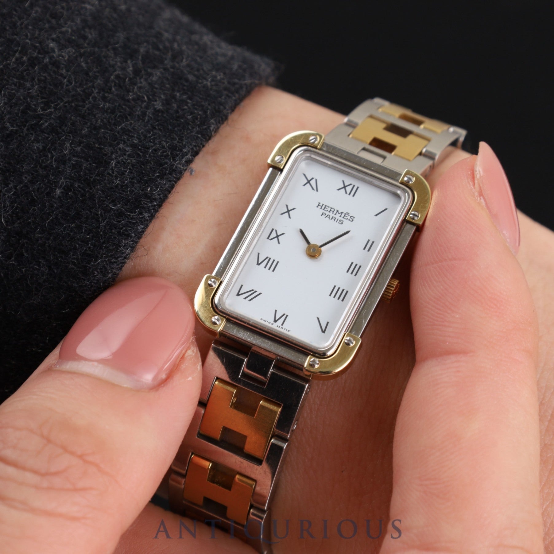 Hermes Cloajour CR1.240 Quartz Cal.976.001 SS/GP White Dial Box Warranty (description unknown) Overhauled