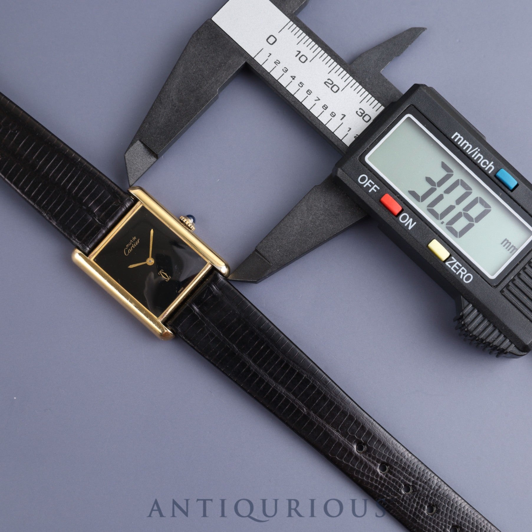 Cartier Must Tank LM Manual winding Cal.78-1 SV925 Leather Genuine buckle (GP) Black onyx dial Box Overhauled