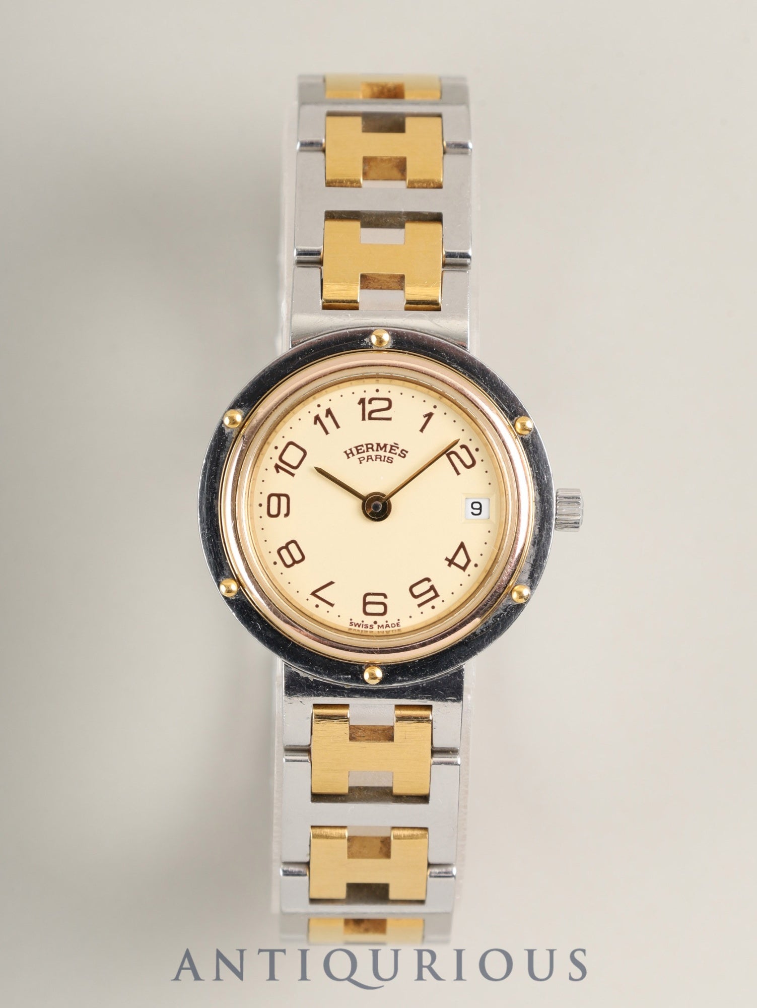 エルメス クリッパー 51.03 クォーツ Cal.- SS/GP SS/GP アイボリー