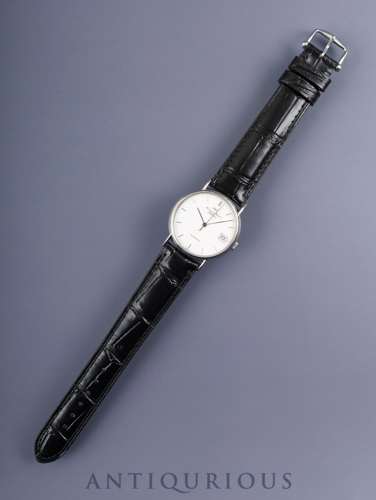 IWC Portofino IW351318 Automatic Caliber C37521 Stainless Steel Leather Strap with Genuine Stainless Steel Buckle, White Dial, Overhauled