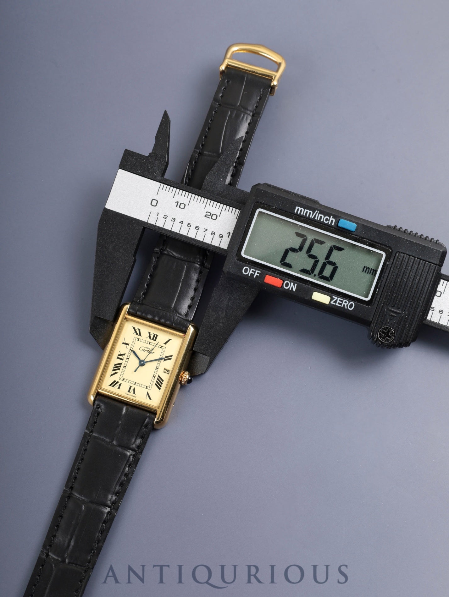 Cartier Must Tank GM (XL) W1017454 / 2413 Quartz Cal.687 SV925 Leather Genuine D-Buckle (GP) Ivory Roman Dial (SWISS MADE) Overhauled