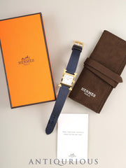 Hermès H Watch HH1.201 Quartz Caliber 901.001 GP with genuine strap and genuine buckle (GP). White dial, box, card (2019), dust bag, and overhauled.