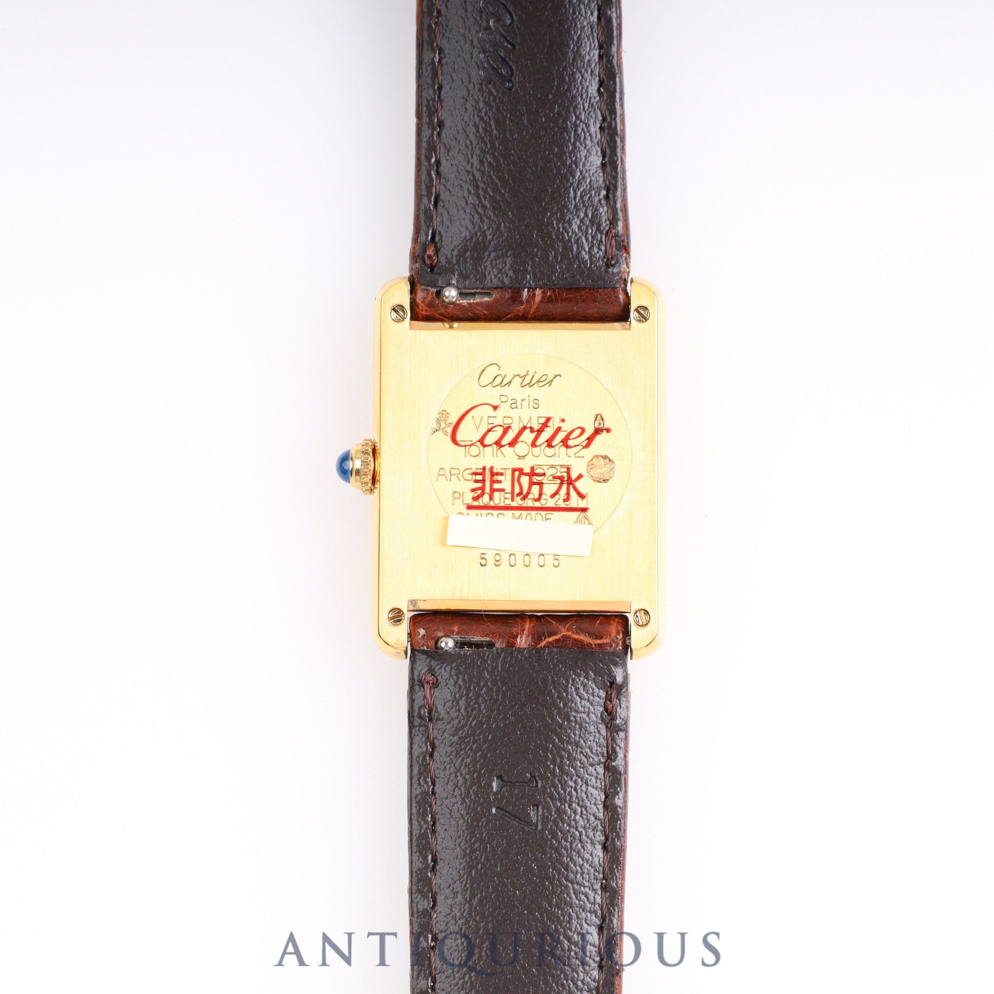 CARTIER Must Tank LM QZ 590005 SV925 Leather Genuine Buckle Ivory Roman Dial Complete Service Completed