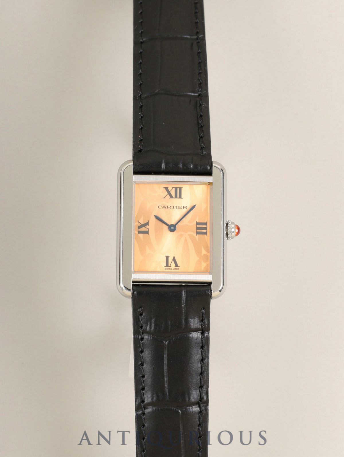 カルティエ タンクソロ SM W1019455/2716 クォーツ Cal.157 SS 革 純正Dバックル（SS）オレンジ文字盤（SWISS MADE表記 / 2006年限定） 箱 冊子 保証書（2006年） オーバーホール済み