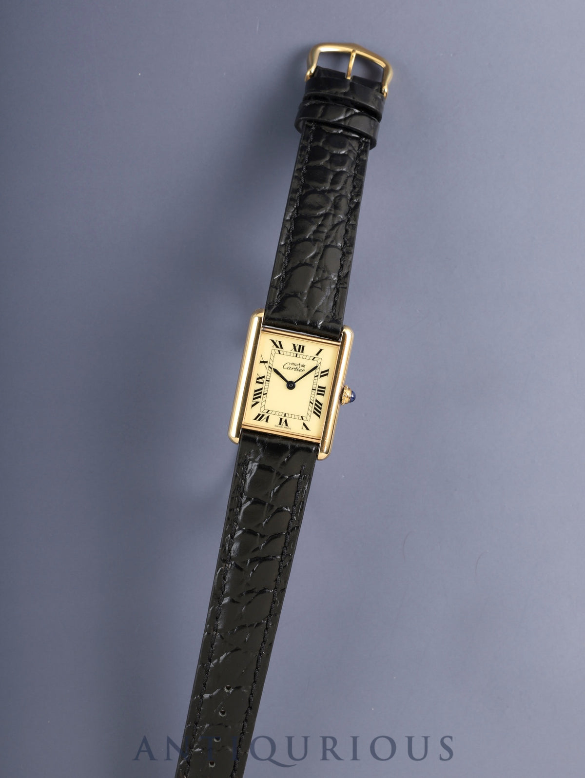 Cartier Must Tank LM W1002754 / 1615 Quartz SV925 Leather Genuine Pin Buckle (GP) Ivory Roman Dial (SWISS MADE) Complete Service (Full Maintenance) at Cartier Boutique