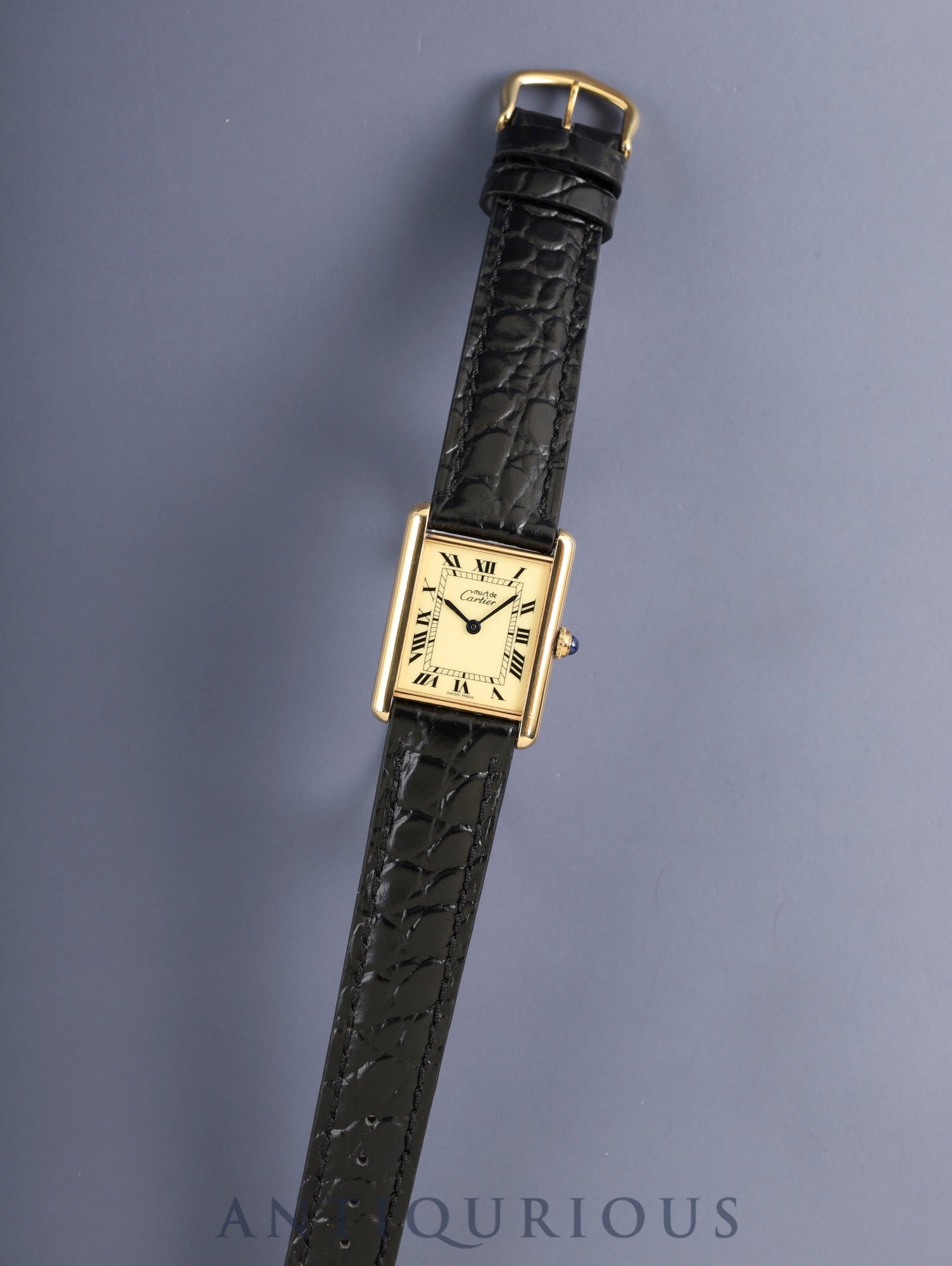 カルティエ マストタンク LM W1002754 / 1615 クォーツ SV925 革 純正ピンバックル（GP） アイボリーローマン文字盤（SWISS MADE表記）カルティエブティックにてコンプリートサービス（フルメンテナンス）済み